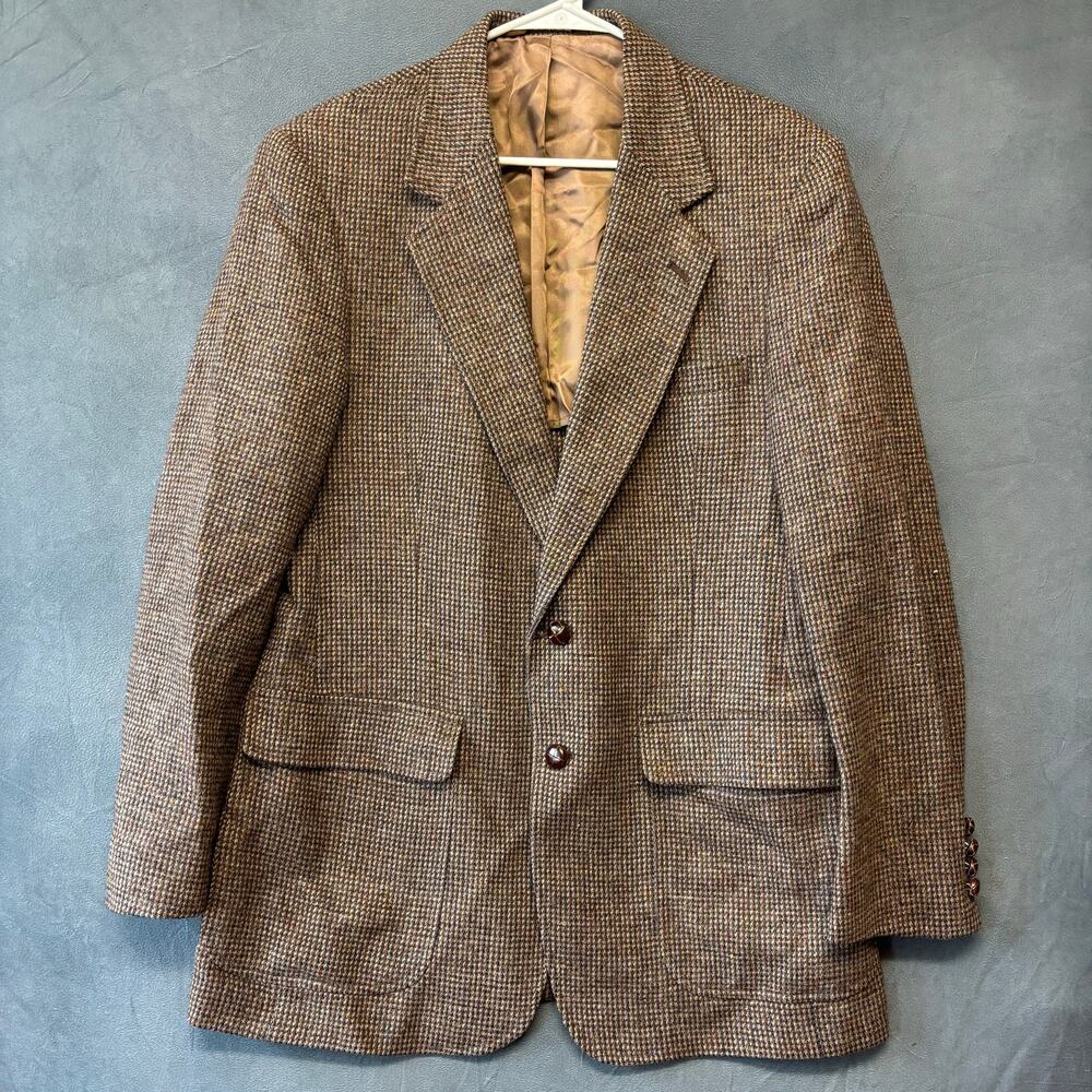 Vintage Oakton Blazer 100% Wool 40T LTD Tweed Tailor in USA Houndstooth Grandpa